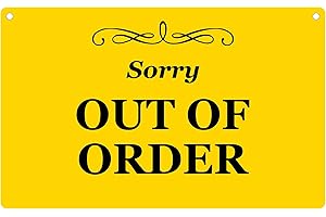 ORIGINDESIGNED Stylish hanging plaque engraved with 'Sorry OUT OF ORDER' - Waterproof acrylic sign, supplied with twine (Yellow)