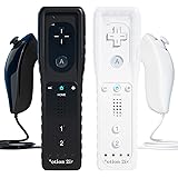 TechKen 2 in 1 Wii Telecomando Motion Plus Wii Remote Game Controller e Nunchuk Controller per Wii e Wii U con Custodia in Si