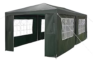 SANHENG Gazebo, 3x6m Gazebo with sides, Waterproof Party Tent Marquee Awning with Powder Coated Steel Frame perfect for Parties, Birthday, Wedding, Picnics, Carport (Green)