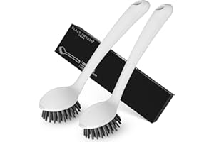 Black Sweden Home Cepillo Cocina Set de 2 - Cepillo Lavavajillas Antibacteria con Cerdas Duras - Ideal para Fregar Platos Pesados - Uso en Lavavajillas - Higiénico y Duradero - Blanco