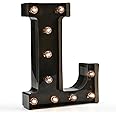 Light Up Black Alphabet Marquee Letters LED Lights Sign for Night Light Home Bar Christmas Lamp Birthday Party Wedding Decoration L