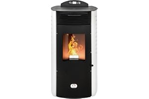 STUFE A PELLET ITALIA Syberia New 15 kW kanalizowany piec powietrzny - piec wentylowany 140 m² Wydajność 92% czas pracy 30 h, programowalna 5 prędkości i mocy, 24 miesiące biały