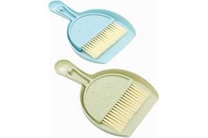 Jasminum 2 Stück Mini Kehrschaufel und Bürsten Set, Tragbar Schaufel und Besen Set, Aufhängen Weichen Borsten Kehrgarnitur Krümelkehrer Für Sauberkeit in Tastaturen, Sofas Hamsterkäfig