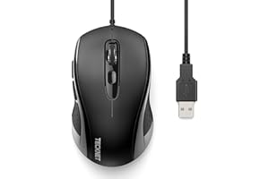TECKNET Alpha USB Mouse, Wired High Defintion Optical Desktop Mouse With 3600 DPI Tracking, Gaming Grade Sensor, 6 Buttons, Business Office Mouse, Great Mouses for Graphic Design
