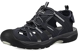 GRITION Sandały Trekkingowe Mężczyzn, Zamknięty palec Sandały turystyczne, regulowany pasek na piętę dla sportu i na zewnątrz Buty spacerowe na lato.