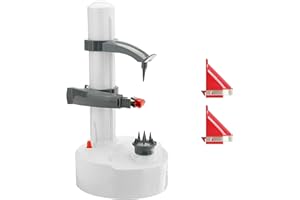 Neez Pelapatate Elettrico Automatico - Professionale Elettronico Sbuccia Macchina con 3 Lame per Potato, Mela, Frutta e Verdure - Rotanti Pela (Bianco)
