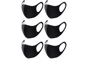 ASAB Pack of 6 - Unisex Reusable BLACK Face Mask Protection Washable Facial Skin Mouth Nose Shield Breathable Anti Smoke Pollution Bike Motorcycle Sport