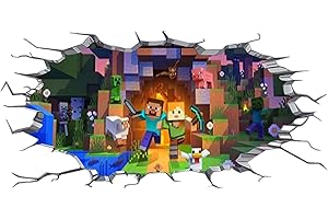 YOIMCKAY Autocollants Sticker mural 3D pour chambre de garçon, Décoration murale pour chambre d'enfant, autocollant Mural, autocollants de jeu vidéo, Autocollant Creeper, Fournitures de fête d'anniversaire