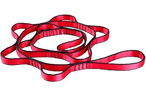 MATEDEPRESO Climbing Nylon Daisy Chain Rope with Loops Yoga Hammock Hanging Strap Mountaineering Bandlet Sling 110cm Climbing Accessories(1.1mRed)