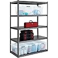 POWERED Whalen 5-Shelf Heavy Duty Steel Shelving Unit, 120x60x200cm, Black