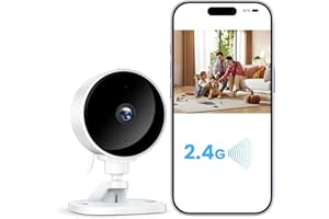 WOLFANG Indoor Security Camera, 1080P HD Video, Mini Indoor Camera, Night Vision, Home Security Camera, Motion Detection, Two-Way Audio, Real-Time Alarm, SD Card and Cloud Storage, 2.4G WiFi
