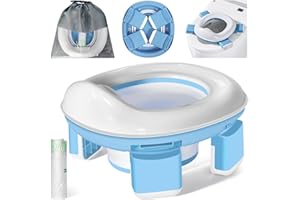ADORALAND Orinal Portatil Niños Plegable de Viaje Asiento Inodoro Plegable para Niños 3 in 1 Orinal Portatil Reductor WC para Bebé con Piezas a Prueba de Salpicaduras Adaptador pare Casa y Viaje (Azul Color)