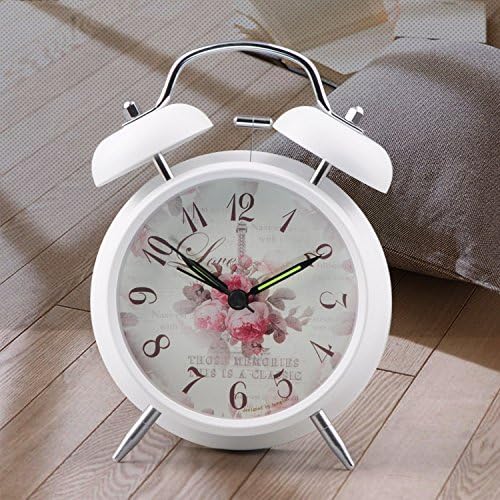 Weksi®4" Silent Quartz Analog Twin Bell Alarm Clock with Nightlight and Loud Alarm