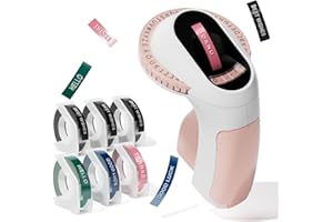 Goknu Rotuladora de Relieve, Impresora Etiquetas Autoadhesivas 3D, E975 Etiquetadora Adhesivas Portátil, Manual Impresora de Etiquetas Adhesivas Omega Junior para Uso en Oficinas y Hogares DIY