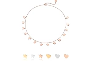 inSCINTILLE Collana con Stelle Pendenti Donna in Acciaio Inossidabile con Chiusura Regolabile, Collana Stelline ad 1/2/3 Fili con Confezione Regalo