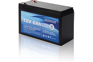 MXJFYY LiFePO4 12V 8Ah Rechargeable Battery Lithium Iron Phosphate with BMS for Kids Car, 4000 Deep Cycle for Solar Power Stock, Alarm System, Off Grid Application, Camping, Fish Finder