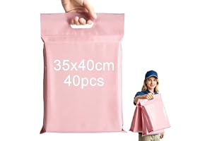 PDKKFF 40 st 35x40cm Rosa fraktpåsar, fraktpåsar med handtag, fraktkassar för kläder, shipping bags, plastfraktpåsar med självhäftande förslutning ogenomskinliga vattentäta