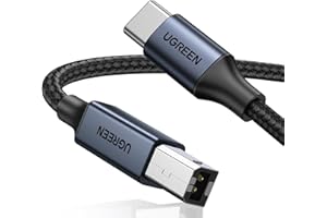 UGREEN USB C Druckerkabel USB B auf USB C Kabel Scannerkabel mit Nylonkabel und Aluminiumstecker kompatibel mit iPhone 15 Serie MacBook Matebook Canon Epson Drucker DAC MIDI Tastatur usw (Schwarz 1m)
