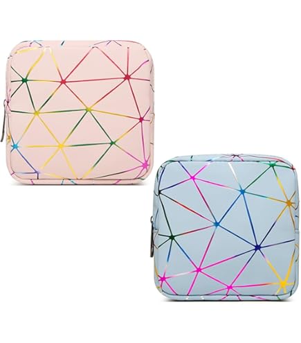 Desing Wish 1 Pièces Pochette Serviette Hygiénique Avec Zippée Tampons Trousse Rangement Sac Maquillage Petite Pochette Femme Tissu Coton Trousse Toilette Voyage Kit Fille Cadeau Anniversaire Noël