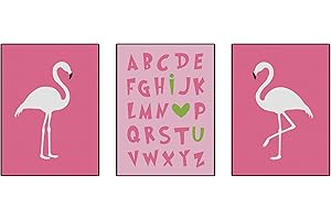 4Good Epictures Kinderzimmer Deko Mädchen und Jungen, modern Nordic Scandinavian Bilder Set wanddeko kinderzimmer Mädchen (WBK 4 Flamingo)