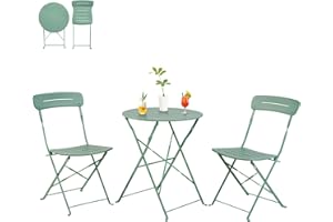 Grand patio Mesa de bistró con 2 sillas, juego de muebles de balcón de 3 piezas, muebles de terraza, resistente a la intemperie, juego de muebles para balcón pequeño (verde)