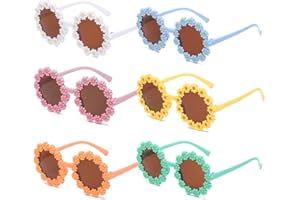 HQRKOTM 6 paia Occhiali da Sole Margherita, Occhiali da Festa, Occhiali Divertenti, Occhiali da Carnevale, Occhiali da Fiore per Adulti, Bambini, Occhiali da Sole Hippie per Compleanno, Festa di Pasqua