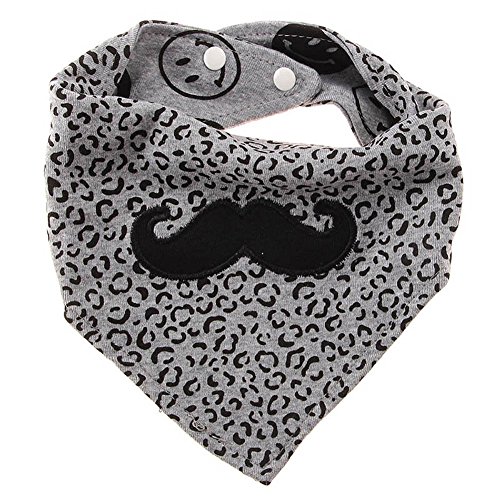 SZTARA Baby Kids Moustache Triangular Bandage Feeding Saliva Bib Scarf Towel Cotton Grey