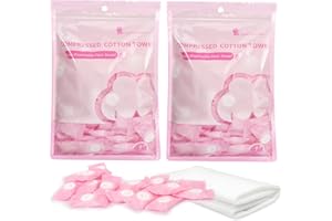Unaone Compressed Towels, 200PCS Portable Disposable Compressed Cotton Toilet Paper Tablets Small Coin Tissue Soft Facial Compressed Washcloth Hand Wipes for Travel, Home, Outdoor Sports, Hiking Pink