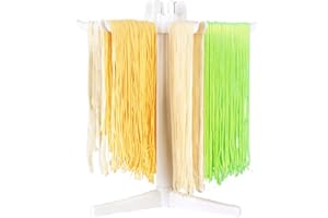 VANRA asciuga tagliatelle Stendi Pasta Fresca Legno Stendipasta Pieghevole con Essiccatore per Noodle Domestico da 10 Bars, Compatto Luce Facile da Installare e Memorizzare (Bianca)