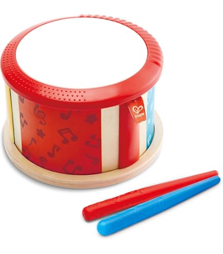 Goki Tambor Infantil De Madera Con Colores Arcoíris – 21,5 Cm De Diámetro, Instrumento Musical Para Niños