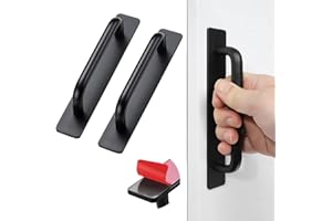 shuokang 2 Stück Selbstklebende Möbelgriffe, Aluminium Schrankgriffe, Schubladengriffe, Türgriffe, Ohne Bohren Griff für Kleiderschrank, Küche, Schiebetür, Balkontür (148mm, Schwarz)