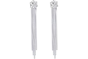 QUKE Cubic Zirconia Dangle Earrings Crystal Long Drop Tassel Wedding Earrings For Bridals Women Girls