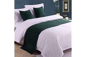 Q_STZPX Bed Runner Bed Runners Bed Scarf Hotel Bedding Linen High-End Bed Tail Towel Bed Flag Bed Tail Pad Decoration Strip，Dark Green,50X260Cm (2M Bed)