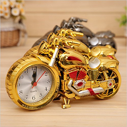OFT Vintage Motorrad Alarm Clock Wecker Motorcycle Tischuhr Quartzuhr Standuhr (Oddiyana+gold) - 2