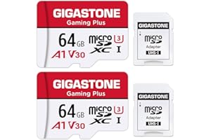 Gigastone karta pamięci 64 GB zestaw 2 kart, seria gier Plus, prędkość odczytu do 95 MB/s. A1 U3 V30 Karta Micro SDXC do Nintendo Switch Kamera Full HD z adapterem SD.