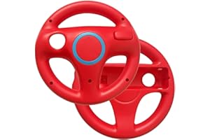 AMEEGO GN-006 Steering Wheel Design Stand Mario Kart Racing Game Steering Wheel Stand For Wii Game Controller (RED X2)