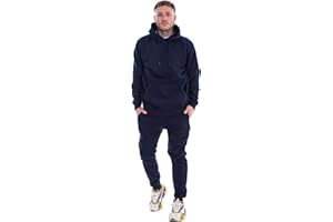 Malay Mens Hooded Plain Tracksuit Fleece Ribbed Cuff Sweatshirts Cotton Blend Joggers