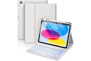 Vobafe Cover iPad A16 11 10 Generazione con Tastiera (11/10.9 Pollici, 2025/2022), Italiano QWERTY con 7 Colori Illuminato, Senza Fili Staccabile Custodia con Portapenna per Tastiera iPad A16, Grigio