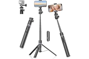 Gahenwo 68" Selfie Stick, Phone Tripod/Monopod with Wireless Remote and Smartphone Clamp, All-in-1 Portable Cell Phone Stand compatible with iPhone/Android
