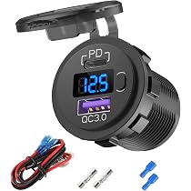 Presa Accendisigari Auto 12V Con Doppia Porta USB, Da Incasso, LED Colorati (rosso/blu/verde)