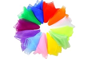 Fanshiontide Pack of 12 Juggling Cloths, 60 x 60 cm Square Colourful Dance Chiffon Cloths, Nursery Children's Show & Adult Performance Dance Cloths Scarves for Dancing, Juggling and Sensory