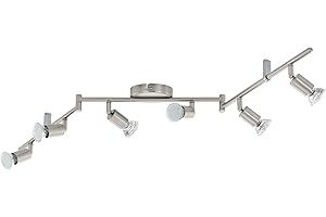 ‎EGLO EGLO LED Deckenleuchte Buzz-LED, 6 flammige Deckenlampe, Deckenstrahler aus Metall in Nickel-Matt, Wohnzimmerlampe, Küchenlampe, Spots inkl. GU10 Leuchtmittel, warmweiß, L 105 cm