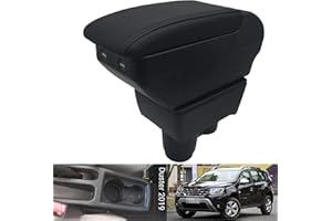KAERGK Accoudoir pour Renault Duster 2019, 2020, 2021, 2022 - Console centrale de rangement avec porte-gobelet - Accessoires double couche - Noir (4 USB noirs avec filetage noir)
