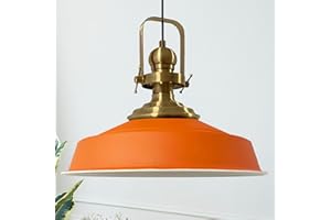 bamyum Asletl Suspension Luminaire Industrielle Rétro en Metal de 41 cm, Lustre de Salon Vintage, Éclairage de Plafond pour Chambre, Cuisine, Lampe Suspendue, Orange