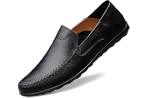 OPHESTIN Men's Loafers Flat Breathable Casual Leather Moccasins Handmade Slip On Driving Business Shoes