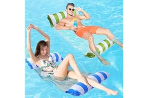 SHMIZZ Hamaca de Piscina, 2Pcs Hamacas Flotantes para Cama Flotante, 4 en 1 Agua y Playa Piscina Flotante Tumbona de Inflar Colchoneta Hinchable Flotador Piscina para Adultos