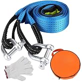 Cargo Slings for Car Trailer 8T, 5 m x 5 cm Off-Road Accessories with 2 Shackles 2 Gloves 1 Storage Bag, Car Accessories for