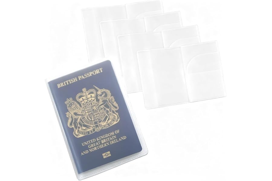 Pack of 4 | UK Passport Covers Transparent, Protective Passport Holders, Frosted PVC Passport Case, UK Passport Cover Water & Dust Proof, Anti Scratches