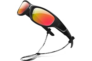 RIVBOS Kids Sunglasses Polarized Rubber UV Protection with Glasses Strap for Boys Girls Baby and Children Age 3-10 RBK037