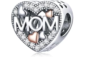 SHIYU Mom Charms zawieszka do bransoletek Pandora, srebro wysokiej próby 925, cyrkonie, biżuteria, prezent dla kobiet i dziewcząt, Cyrkonia , Cyrkonia sześcienna